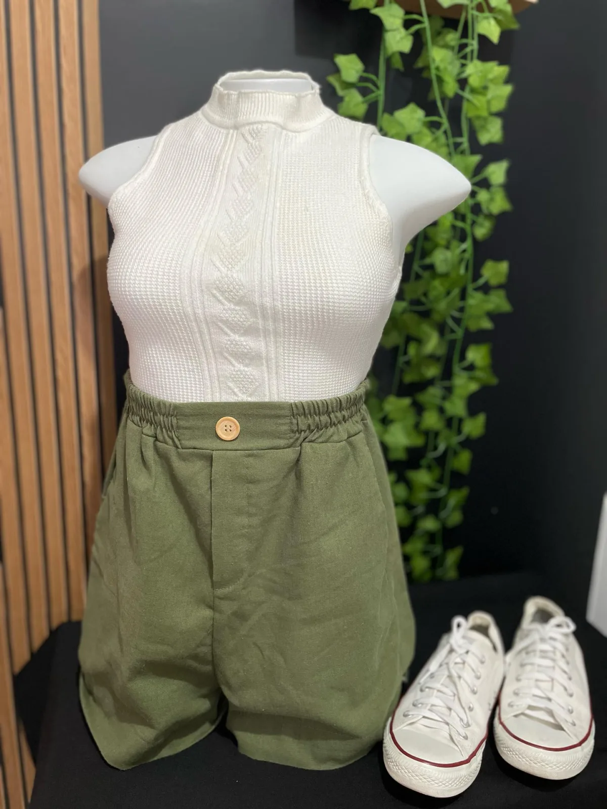 Regata gola alta de tricô off white